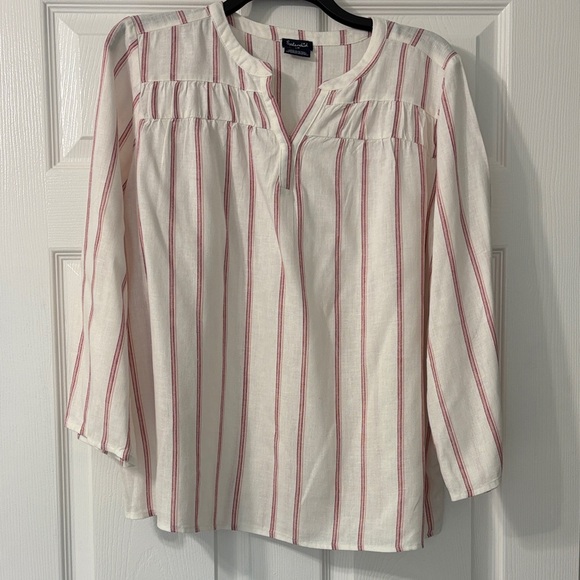 Splendid Tops - Splendid Cream Blouse with Rose Colored Stripes